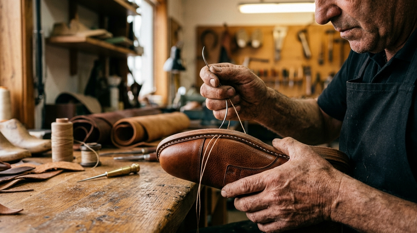 Master Shoemaker Crafting Goodyear Welt Boot in São João da Madeira